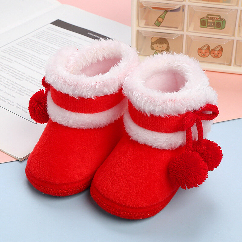 Botas de nieve cálidas para recién nacido, botines de piel de suela suave para primeros pasos, de 0 a 18M, para invierno, zapatos para bebé, niña y niño