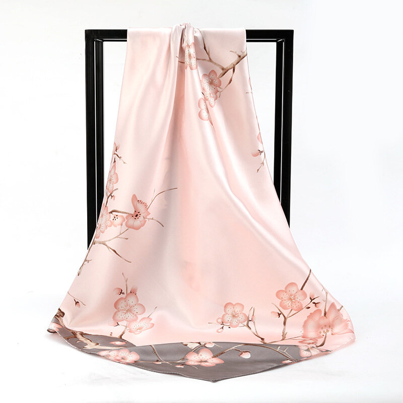 Роскошный квадратный 90 см ретро бренд цветок женский шелковый шарф бандана Модный богемный узор хиджаб Женская повязка на голову глушитель