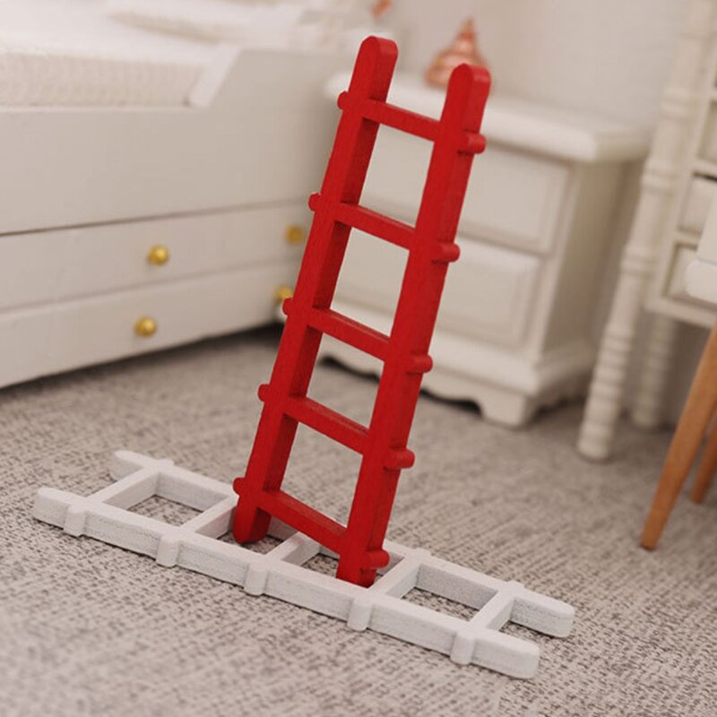 Furnitur miniatur rumah boneka 1:12, buatan tangan tangga kayu pintu peri untuk anak, aksesoris boneka peri gigi ajaib