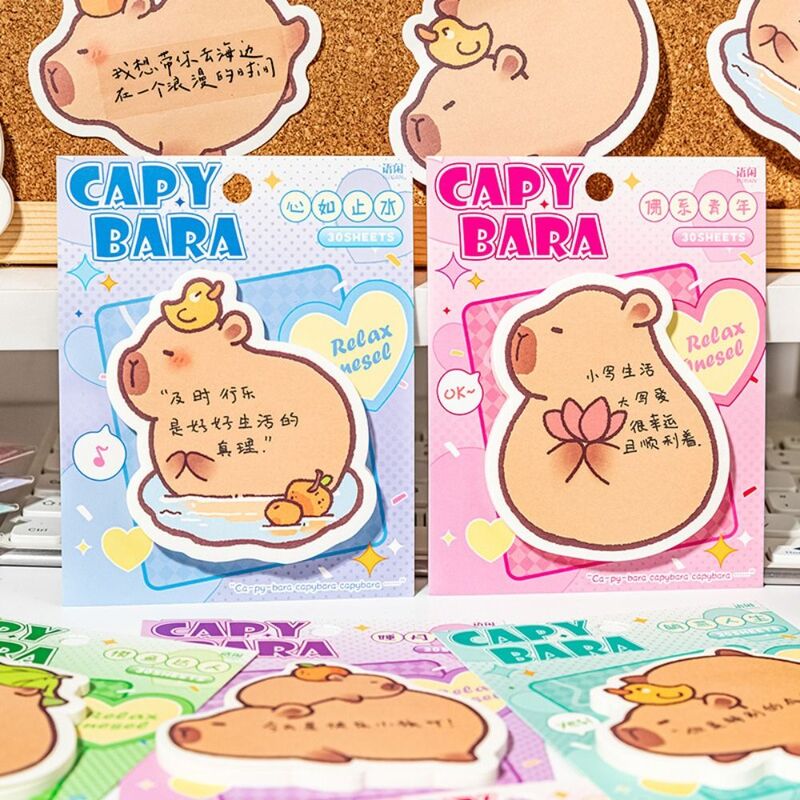 Kawaii Capybara Memo Pad Schrijfblok Schattige Plakbriefjes Notitieblok N Keer Cartoon Notitie Papier Student