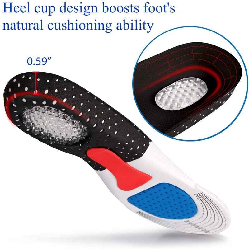 Palmilhas ortopédicas para o Homem Mulheres Almofada Gel Palmilha de Memória Almofadas Silicone Arch Suporte Esporte Sapato Pad Soft Running Insert