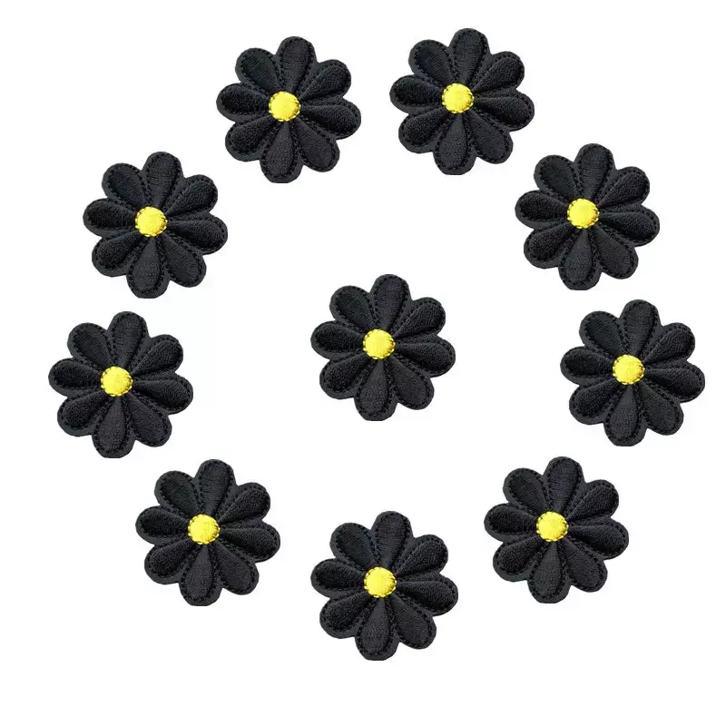 10 sztuk haft Daisy słonecznik kwiaty szyć żelazko na łatki w formie znaczków Daisy torba kapelusz dżinsy ubrania aplikacja DIY rzemiosło