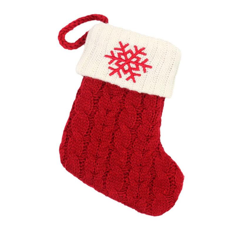 Calzini di natale maglia fiocco di neve lettera calza decorazione natalizia per la casa 2023 ornamento albero di natale regalo Navidad Natal 2024