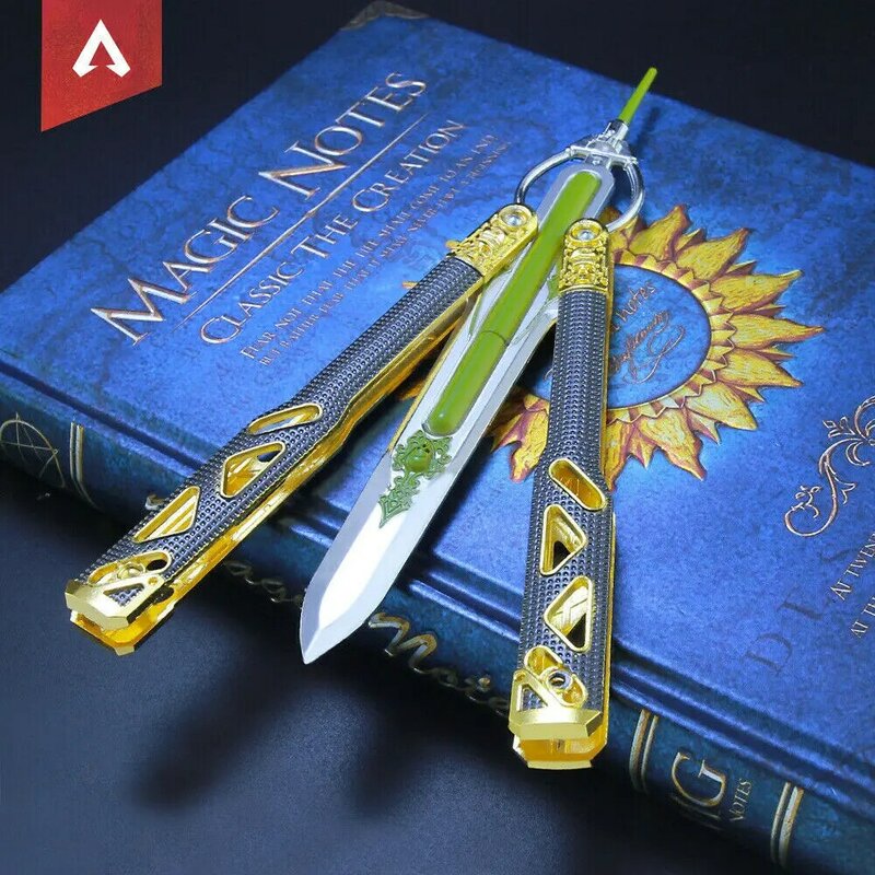Apex Legends Octane nóż motylkowy Cosplay scheda Luminous Balisong broń Prop Collection