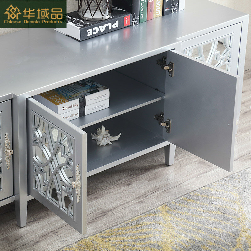 Nordische moderne Boutique lange TV-Schrank Silber mit Lagerung Modellierung Wohnzimmer langen Tisch