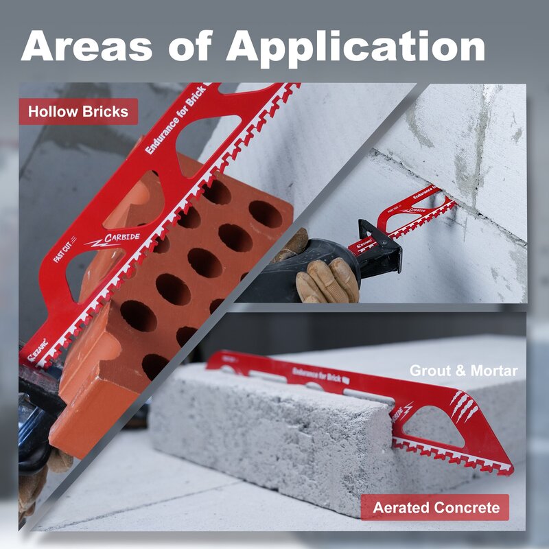 EZARC Demolition Masonry Reciprocating Saw Blade, Carbide Sawzall Blades for Cutting Aerated Concrete, Concrete Block, Brick 1PC