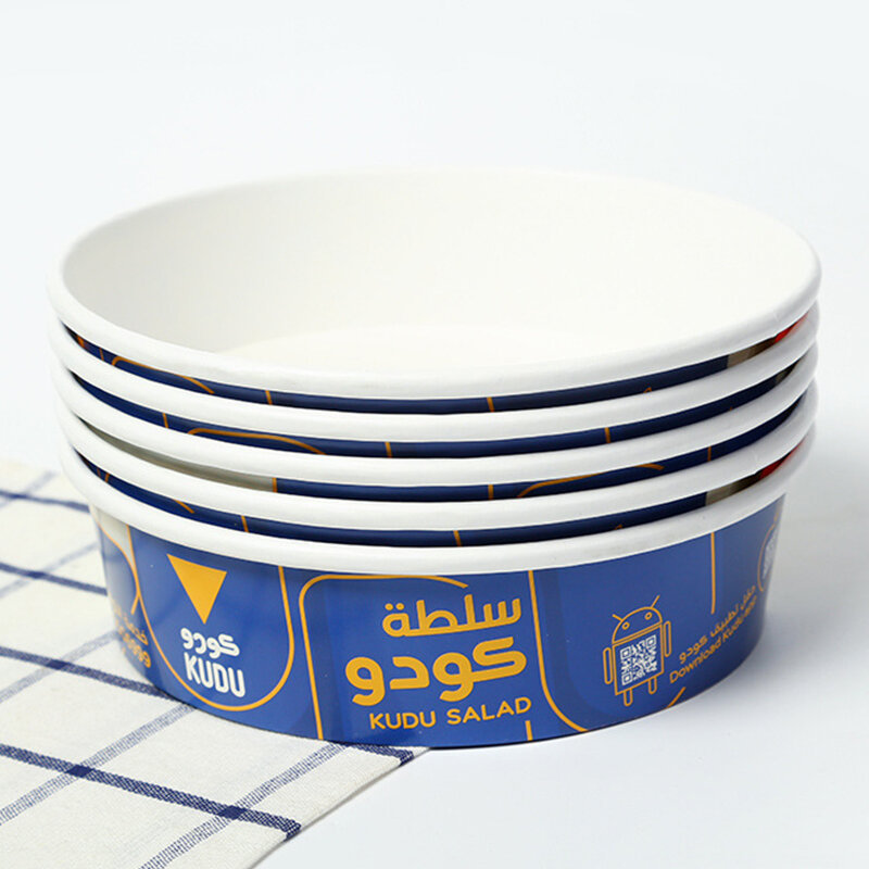 Taza de papel desechable de grado alimenticio personalizada para llevar sopa instantánea, tazón de arroz y fideos, taza con tapa para sopa