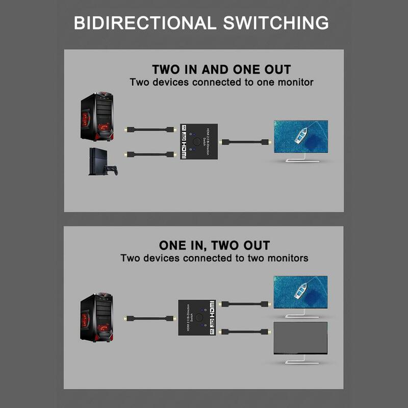 4k bidirektion aler HDMI-Schalter 2 in 1 out/1 in 2 out HDMI-kompatibler Switcher-Splitter für ps4/3 TV-Box 1x2/2x1 Switcher-Adapter