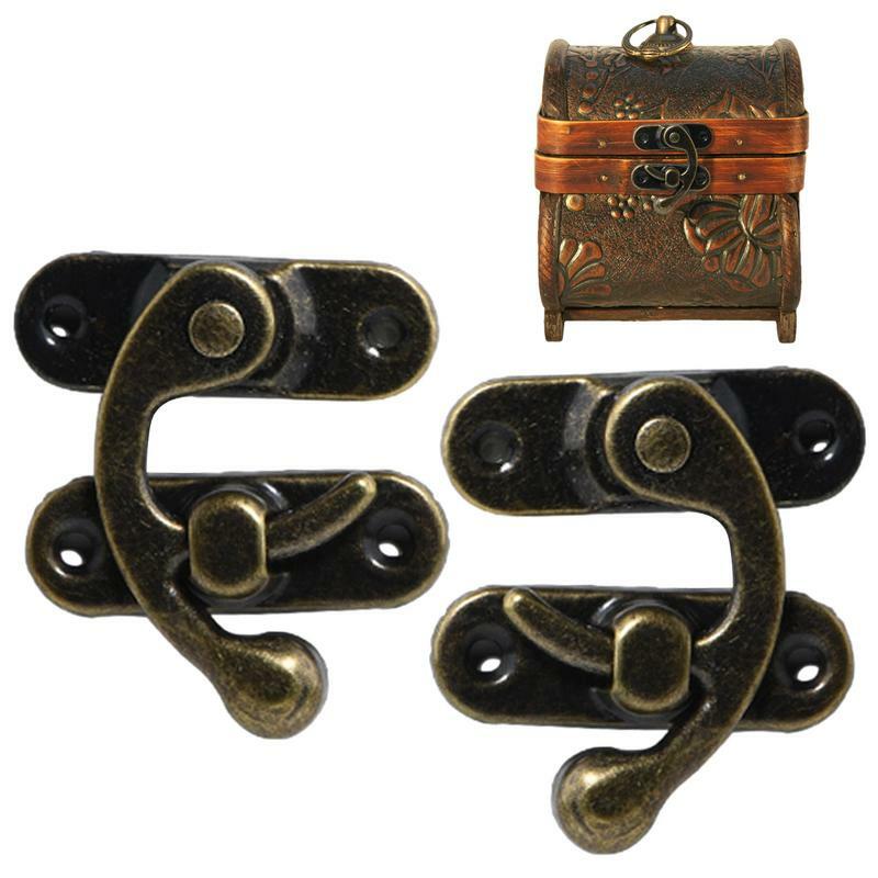 Wood Jewelry Box Hook Clasp 2pcs Brass Retro Clasp Latch For Antique Box Vintage Style Left And Right Hook Latch For Jewelry Box