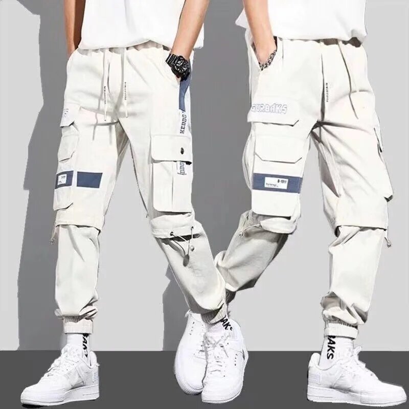 New workwear pants for men, handsome and trendy, loose fitting teenage trend, student Instagram functional casual pants