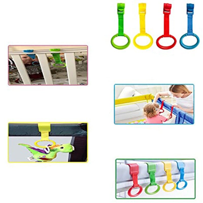 Baby Walking Assistant Pull Up Ring Safety Learning Stand Up Rings For Playpen Crib Hooks Bed Arm Exercise Gym For Toddler
