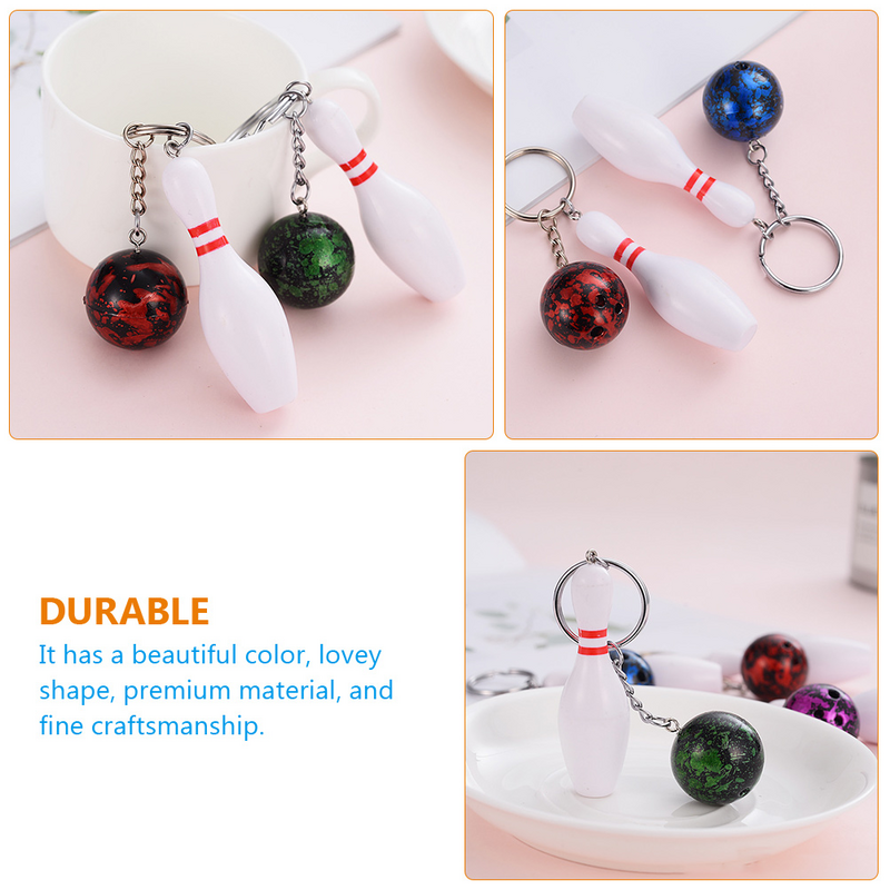 4 Pcs Bowling Car Keychain For Men Car for Men Themed Car Keychain For Mens Gift Sports Rings Mini Keepsakes Abs Decorative