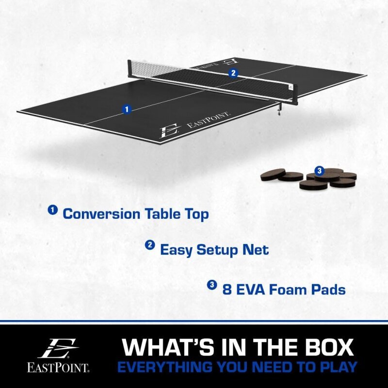 Top di conversione Ping Pong sportivo EastPoint, Topper da Ping Pong pieghevole, leggero e portatile, assemblaggio Zero richiesto, blu