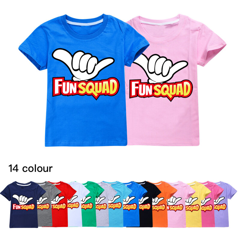 2024 Boys Summer Clothes Kids Cosplay Fun Squad Gaming T-shirt Pullover 100% Cotton Leisure Fashion Children Boys Girl Tees Tops