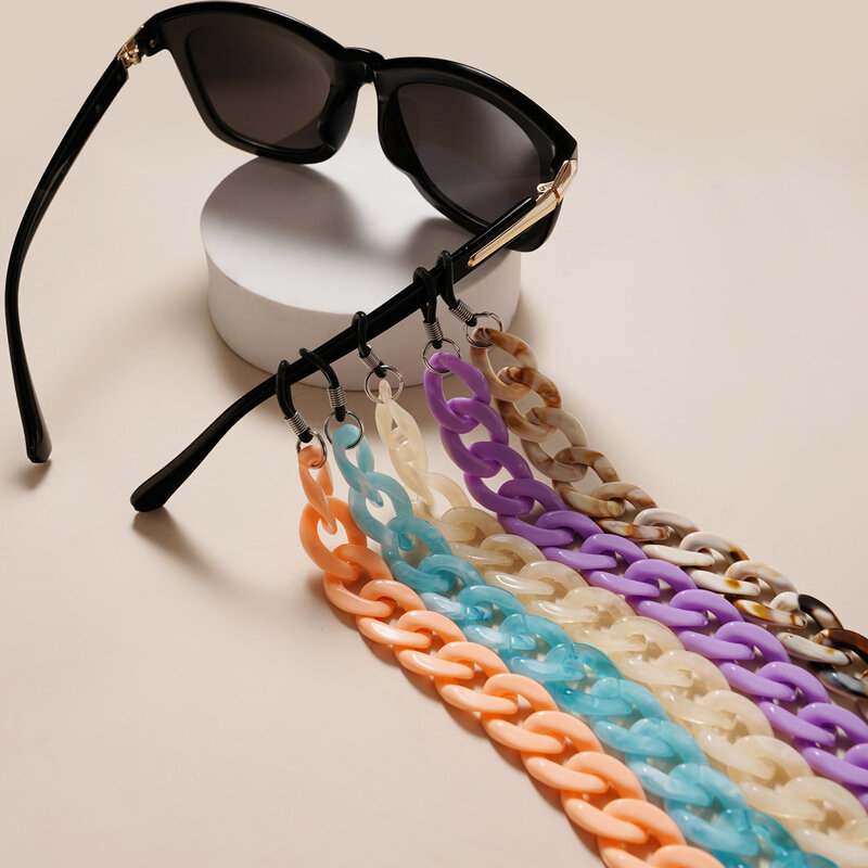 Cadena colgante para gafas, soporte de resina acrílica, cordón para gafas