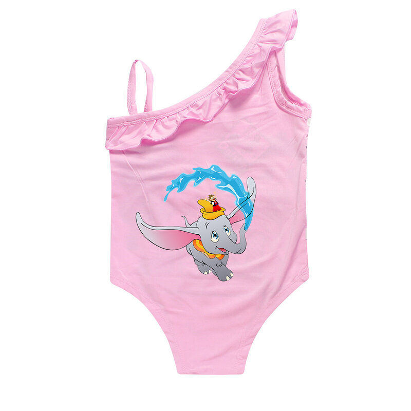 Fato de banho Dumbo peça única para menina, roupa de banho para crianças dos 2 aos 9 anos
