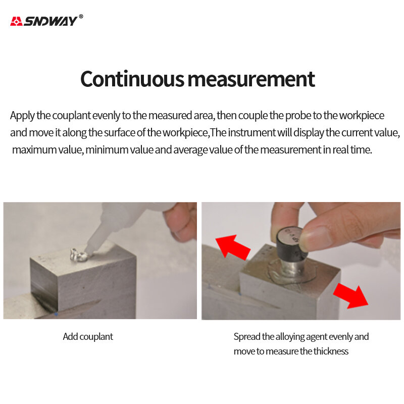 SNDWAY Ultrasonic Thickness Gauge SW-6520 Plastic Glass Ceramics Metal Steel Plate Stainless Steel Pipe Wall Thickness Tester