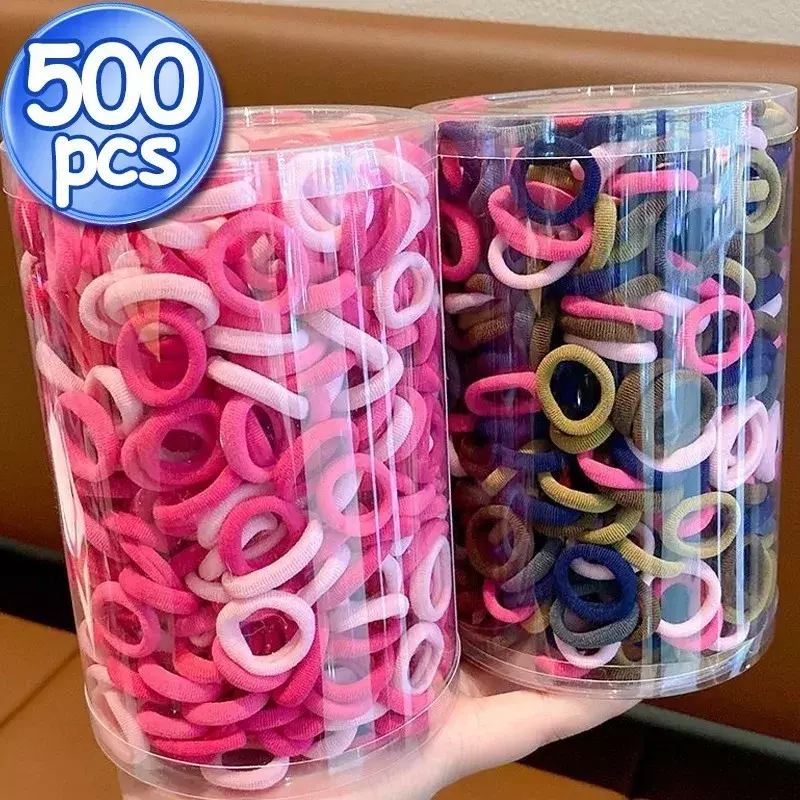 100/500 buah nilon warna-warni ikat rambut elastis untuk wanita nilon Scrunchie tali karet ikat rambut elastis ikat rambut gadis aksesoris rambut