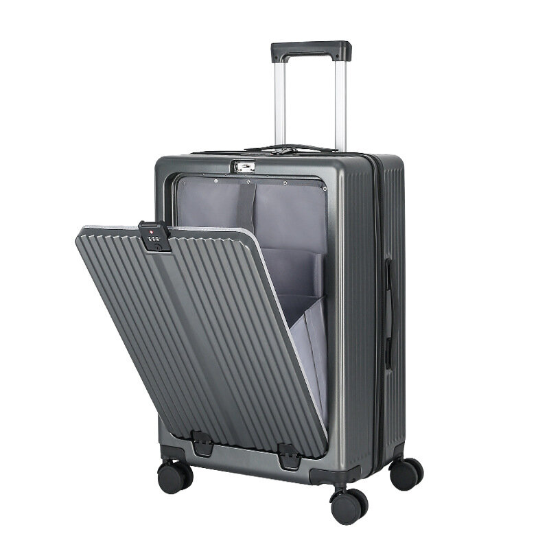 Putenli-学生用のフロントオープン付きスーツケース,大容量,ユニバーサルホイール,パスワード付きスーツケース