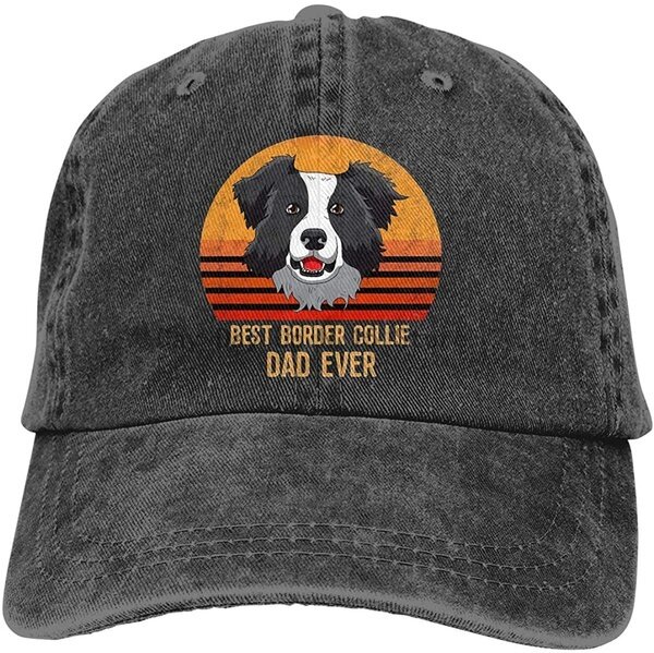 Best Border Collie Dad Ever topi bisbol uniseks dapat disesuaikan Vintage Denim dicuci USA
