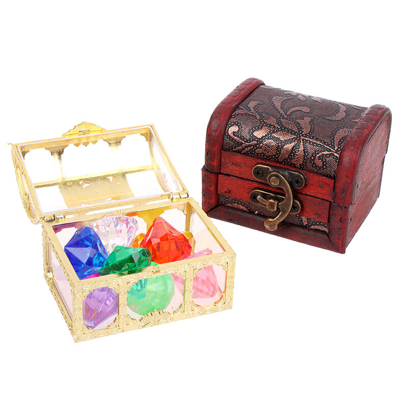 Diving Gem Pool Toy 10 Big Colorful Diamonds with Treasure Pirate Box Swimming