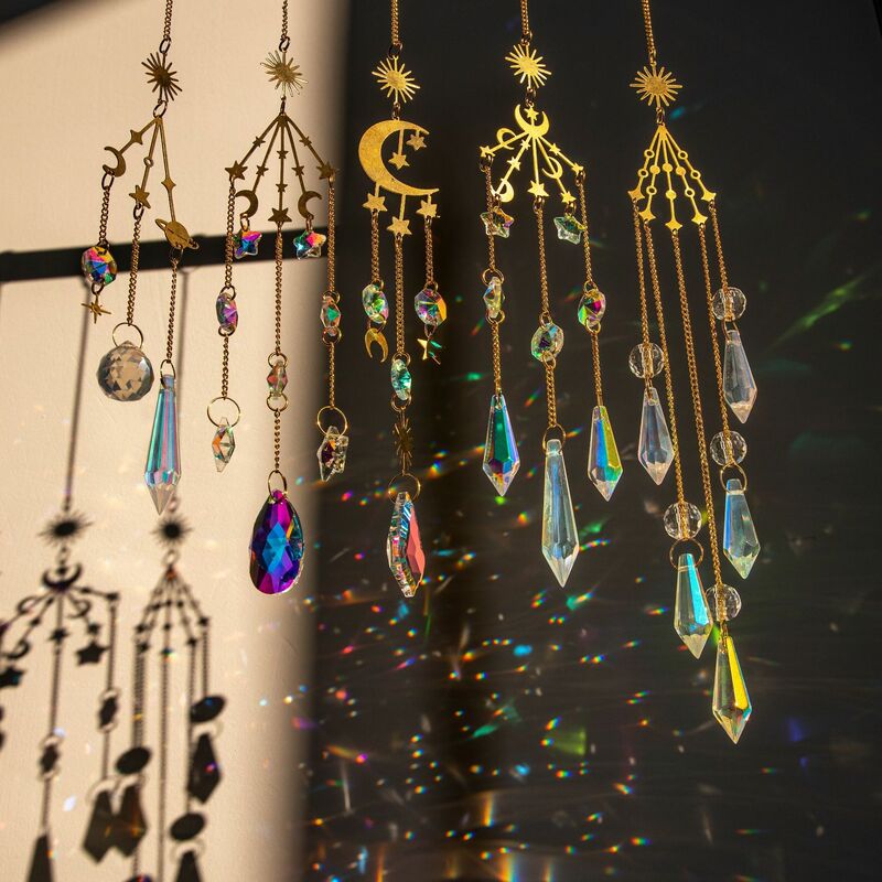 Atrapasueños colgante de cristal en forma de lágrima, carillón de viento, Prisma, fabricante de arcoíris, luz, ventana, decoración de jardín
