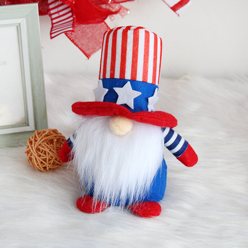アメリカ独立記念日ストライプ5つ星のフェイスレス人形の装飾かわいい親友の人形ギフト装飾