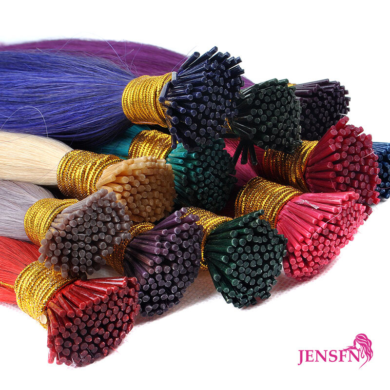 Прямые Цветные накладные волосы JENSFN с I-образным кончиком, 0,5 г/прядь, 14-20 дюймов, Реми, натуральное слияние, человеческие волосы, кератиновые капсулы