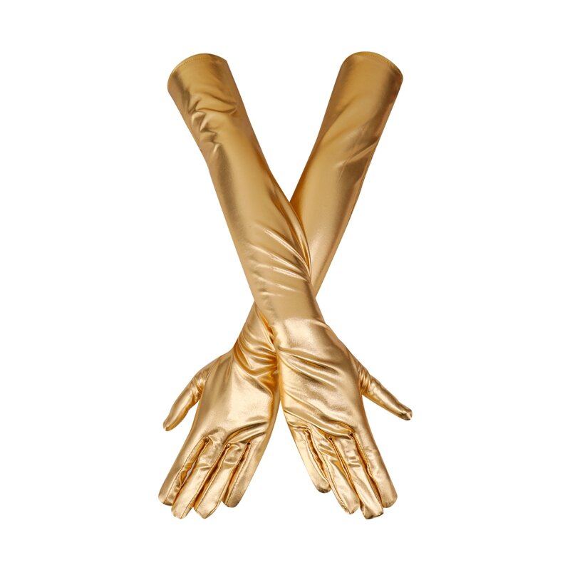 1 para seksownych błyszczące długie rękawiczek ze sztucznej skóry Punk rekawiczki seksowny strój Hip-pop jazzowy mitenki Cosplay kostiumy akcesoria