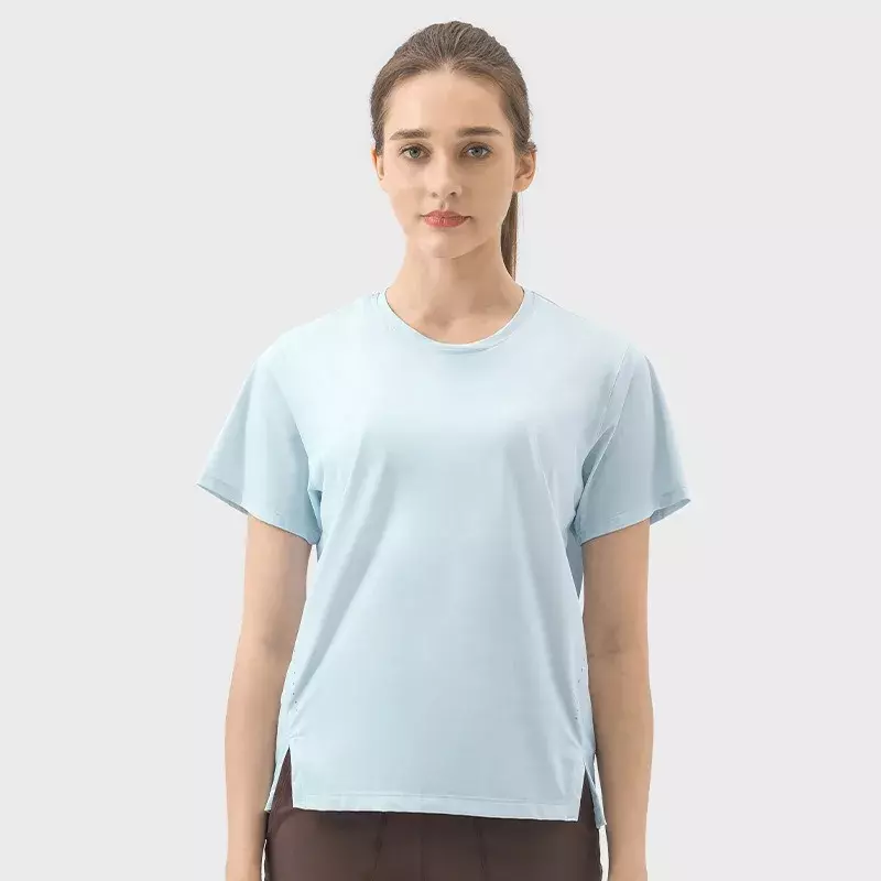 Lemon Ultralight Naked-feel Workout Yoga Fitness T-shirt Top Women Hip-length Plain Running Gym Sport Short Sleeve Shirts