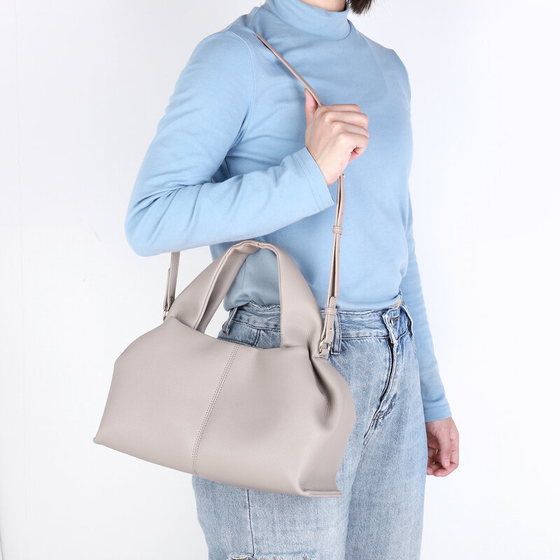 Bolso de mano de gran capacidad para mujer, bolsa de comestibles informal sólida, bolso de hombro cruzado de cuero Vintage, bolso de mano elegante