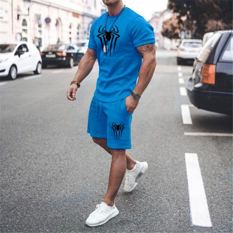 2024 new men's sportswear short sleeved T-shirt and sports shorts summer casual jogging pants set men's two-piece set
