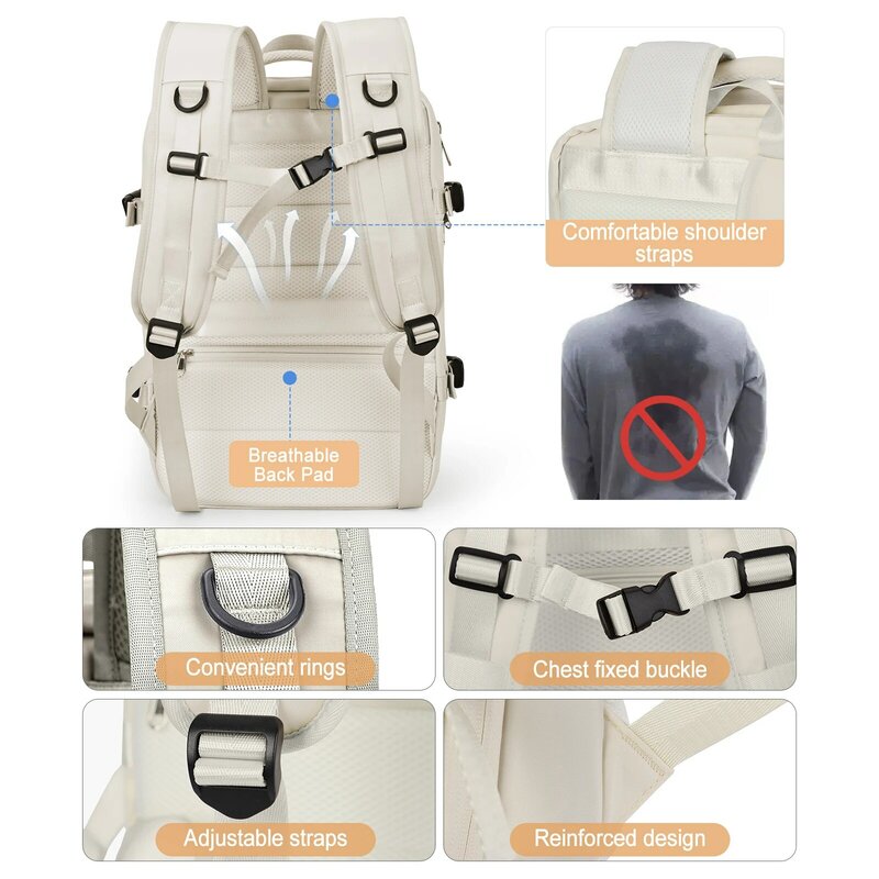 Рюкзак для путешествий Likros для женщин, увеличивающийся походный ранец для ноутбука Weekender с USB-портом, большой водонепроницаемый мужской рюкзак 40 л