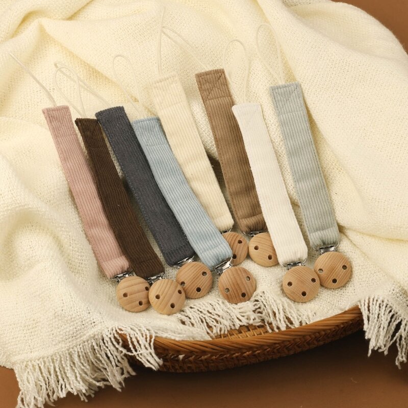 Soft & Safe Baby Pacifier Clip Chain Corduroy Newborn Pacifier Holder Trendy Baby Boys Girls Pacifier Clip Chain Gift