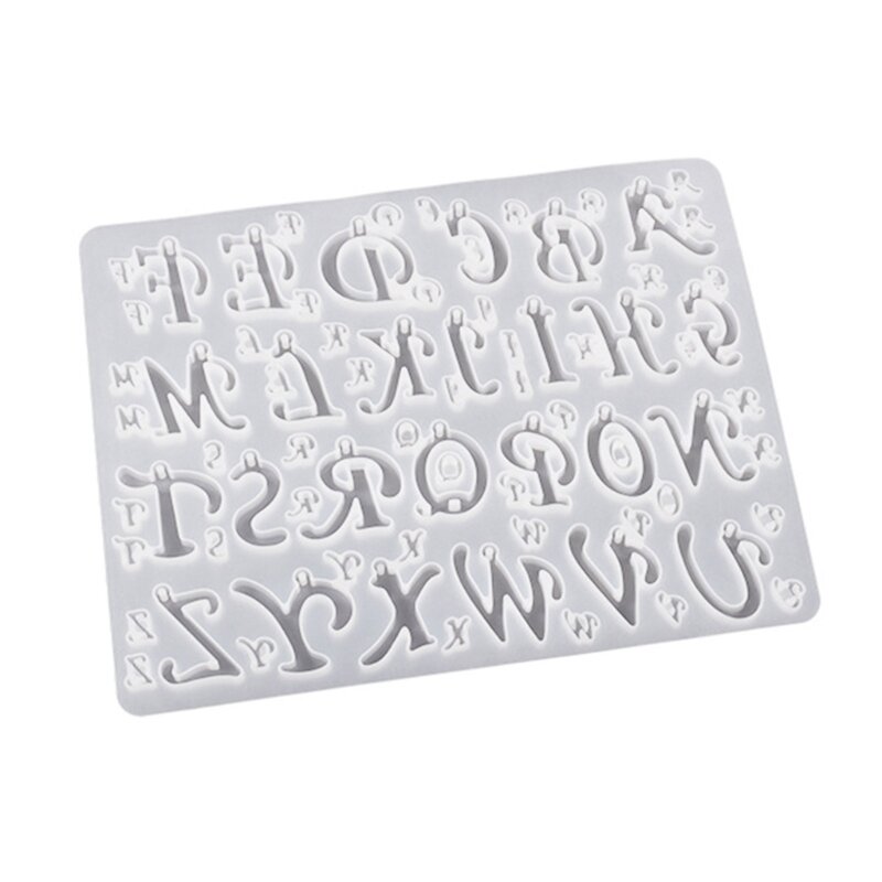 Letter Keychain Mold Necklace Pendant Silicone Mold with Hole for DIY Decor