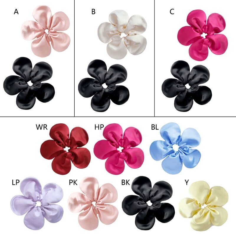 Fast Reach Extra Large Stereoscopic Flower Scrunchies Donna Oversize Satin Hair Rope Cravatte