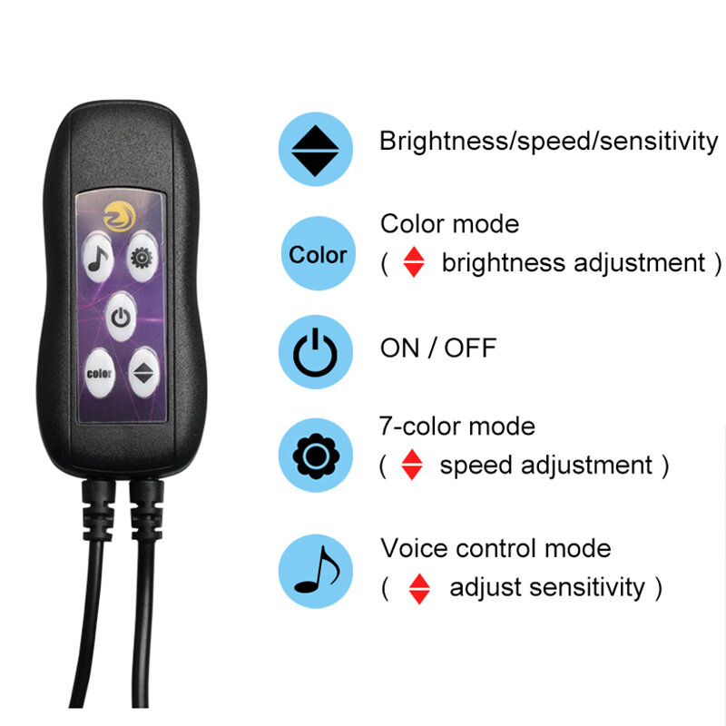 Lumières intérieures de voiture lampe d'ambiance décorative 64 couleurs plusieurs Modes contrôle du son USB Fiber optique néon bande lumineuse d'ambiance