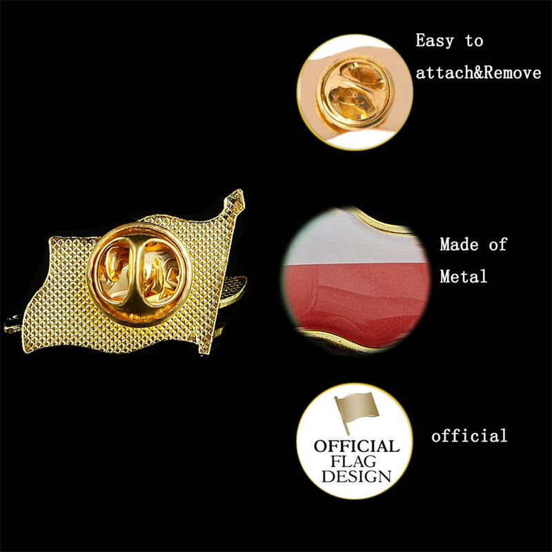 Bandera Nacional de epoxi de Polonia, chapado en oro Pin de solapa, broche de insignia de bandera de moda, Pin de insignia, regalos de decoración de ropa