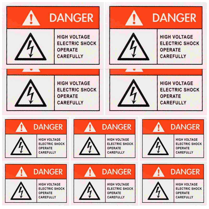 10Pcs Danger Warning Labels High Voltage Electirc Operate Carefully Decal Safety Warning Sign Label for Safety 60x40CM