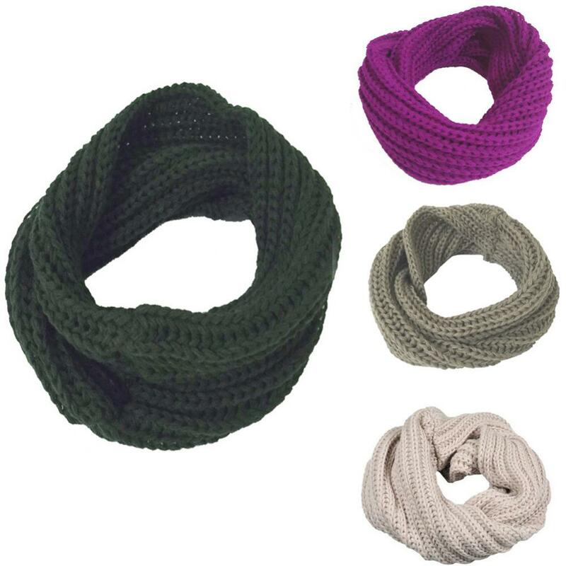 Cloth Warm Gift Women Scarf Winter Men Woolen Yarn Knitted Neck Collar Warmer Wrap Knitted Ring Scarves Clothing Accessory