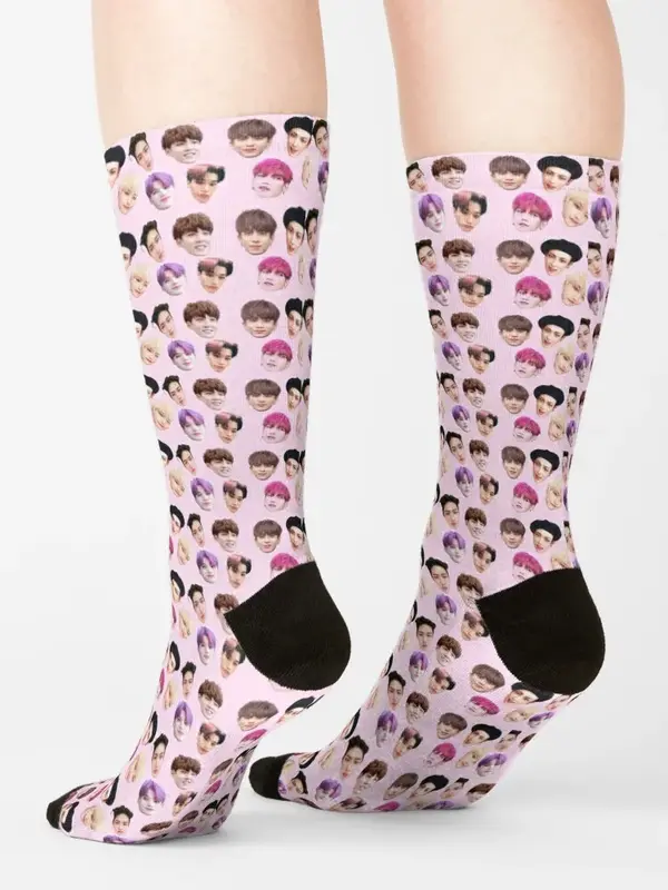 Caras ATEEZ Lote de calcetines de diseñador para hombre y mujer, medias de Navidad