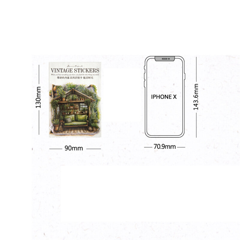 PET 콜라주 카드 조각 코너 레트로 꽃 조경 배경 핸드북, DIY 글쓰기 장식, 130*90mm, 10 개