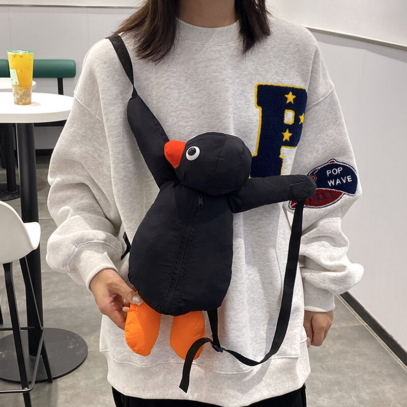 Cartone animato divertente carino coccole pinguino zaino personalità della moda peluche bambola borsa Mini borse