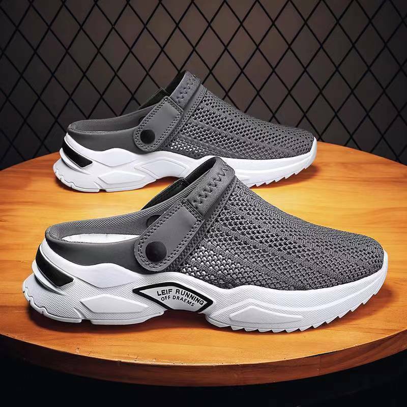 Mesh Men Sandals Outdoor Clogs Casual Sneakers for Man Breathable Half Slippers Slip on Lightweight Walking Beach Man Shoes 2024