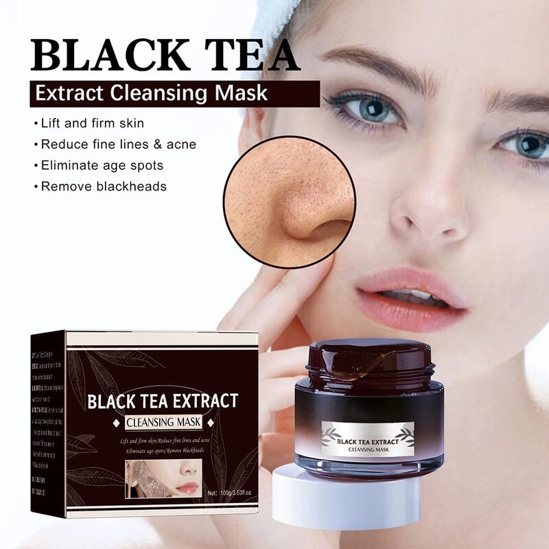 Pori detergenti maschera per il viso al tè nero controllo dell'olio Smearing delicato tè nero maschera Peel Off maschera illuminante per il tono della pelle