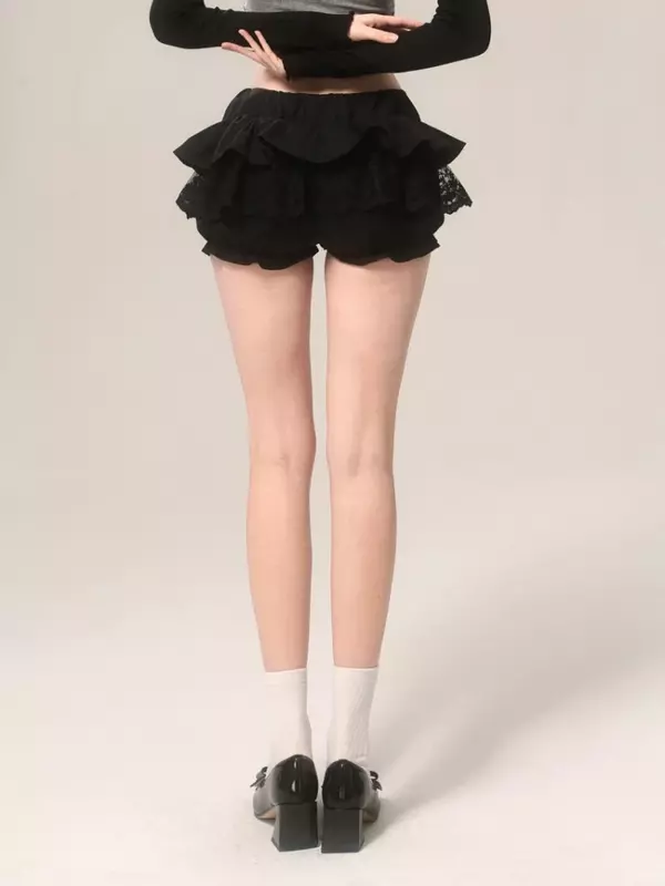QWEEK Y2k кокетка Kawaii кружевное бальное платье мини-юбка с бантом в стиле преппи Милая женская короткая юбка с оборками весна-лето 2024