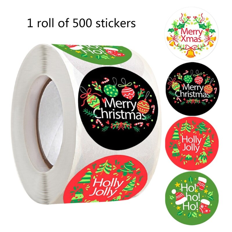 uds/rollo etiquetas adhesivas Feliz Navidad, pegatinas sellado para regalos fiesta pequeños