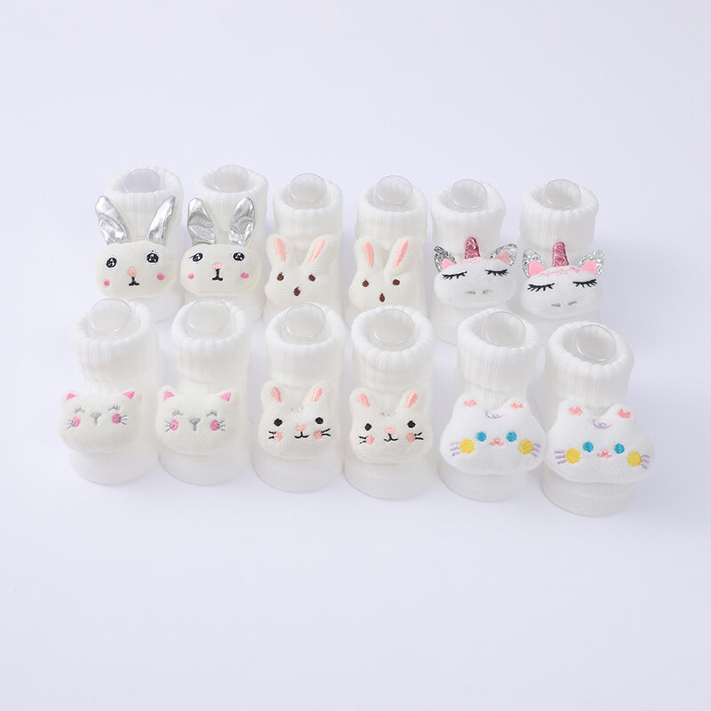 Calcetines suaves de algodón con dibujos de animales para niños y niñas, calcetín infantil de 0 a 12 meses, estilo coreano, primavera y otoño, 3 pares