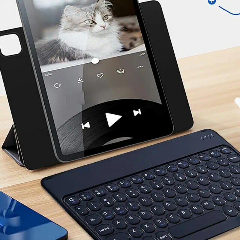 Keyboard Mini nirkabel Tablet, papan ketik kunci bulat untuk IOS, Keyboard nirkabel untuk Tablet dan ponsel