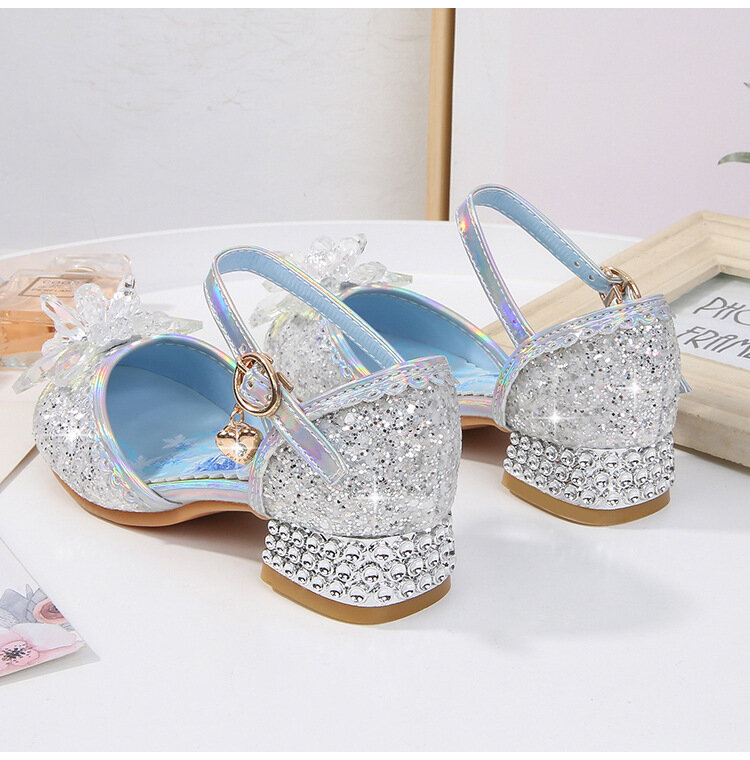Disney children's high heel princess party shoes summer new girls sandals baby children's shoes little girl crystal shoes